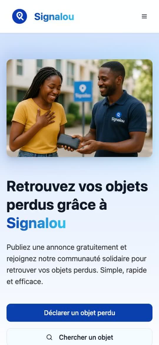 Signalou · Capture du site sur téléphone